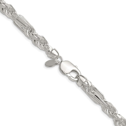 Sterlingsilber 7mm Diamantiert Figarope 26 Zoll Kette