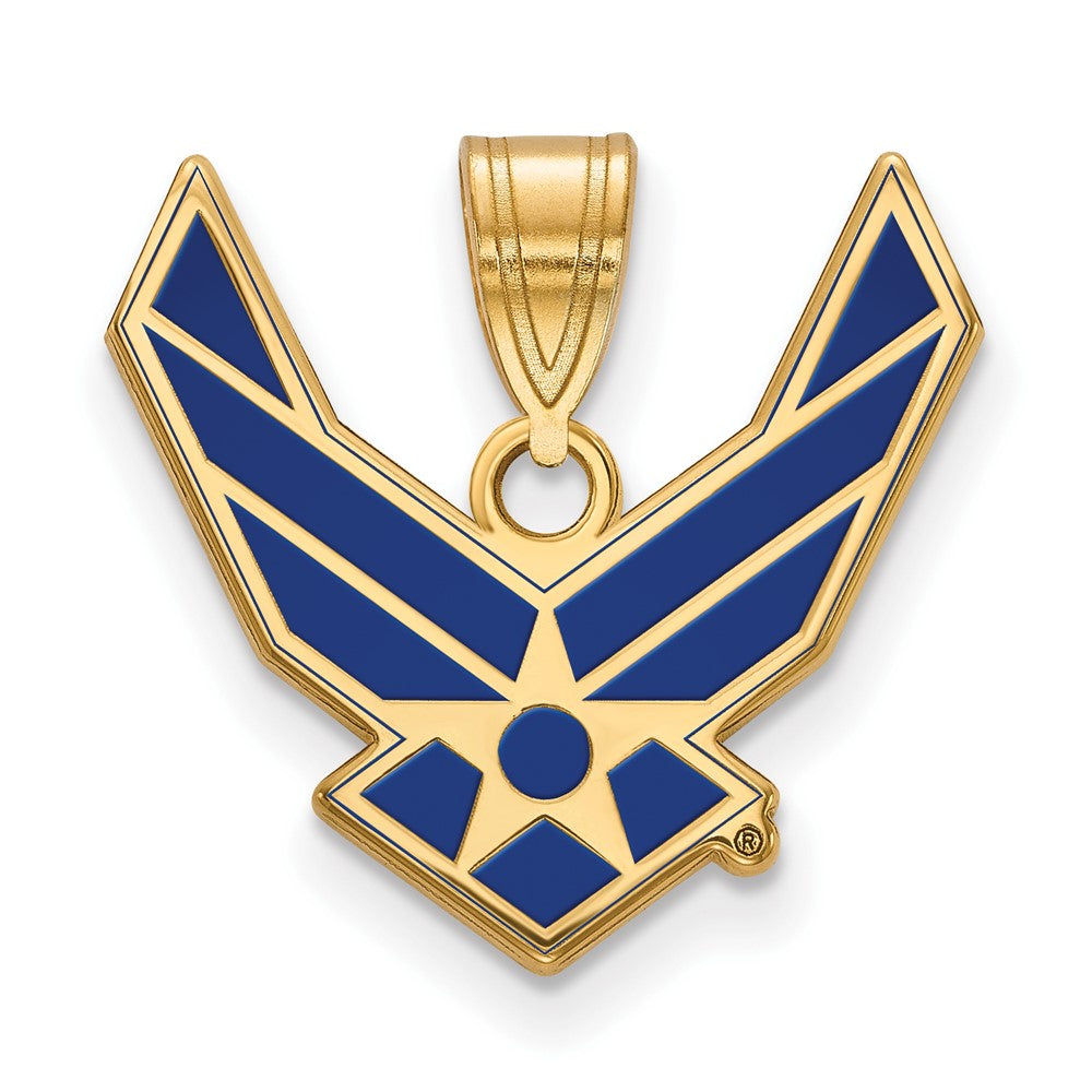 14K Gelbgold Gold Logoart U.s. Luft Kraft Groß Emaille Anhänger