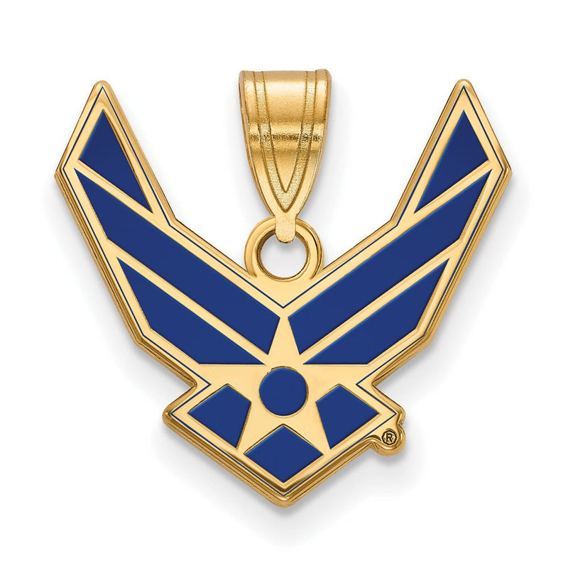 14K Gelbgold Gold Logoart U.s. Luft Kraft Groß Emaille Anhänger