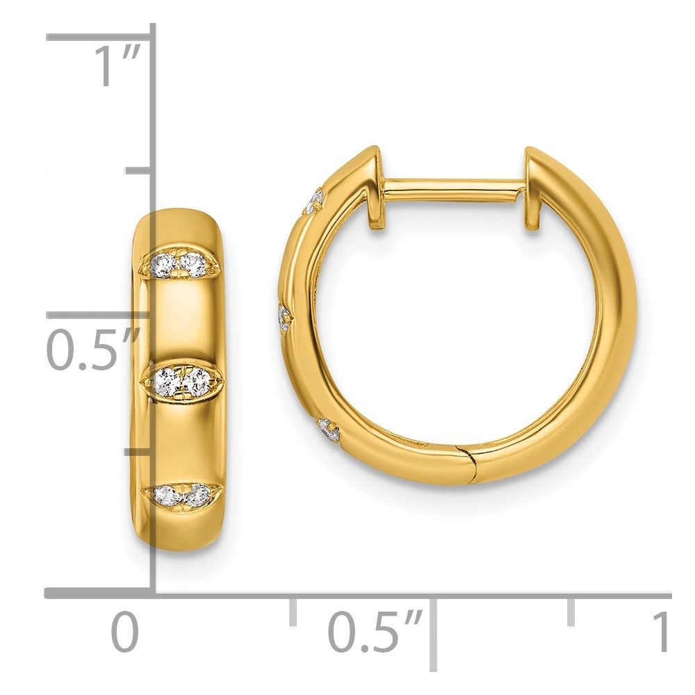 14K Gelbgold Ausgefallene Diamant-Creolen mit Scharnierverschluss, 0,125 ct