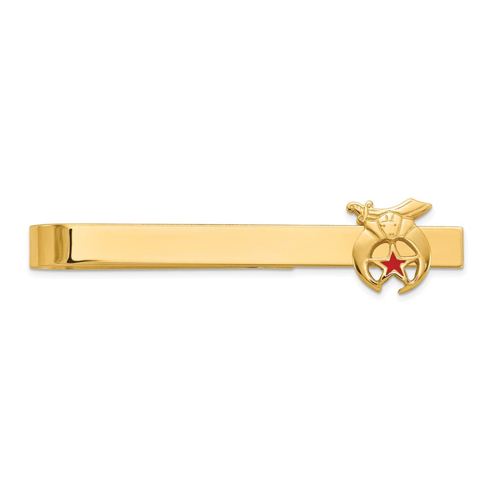 14K Gelbgold Herren Poliert und Strukturiert mit Rot Emaille Freimaurer Shriner Klein Krawatten Stab