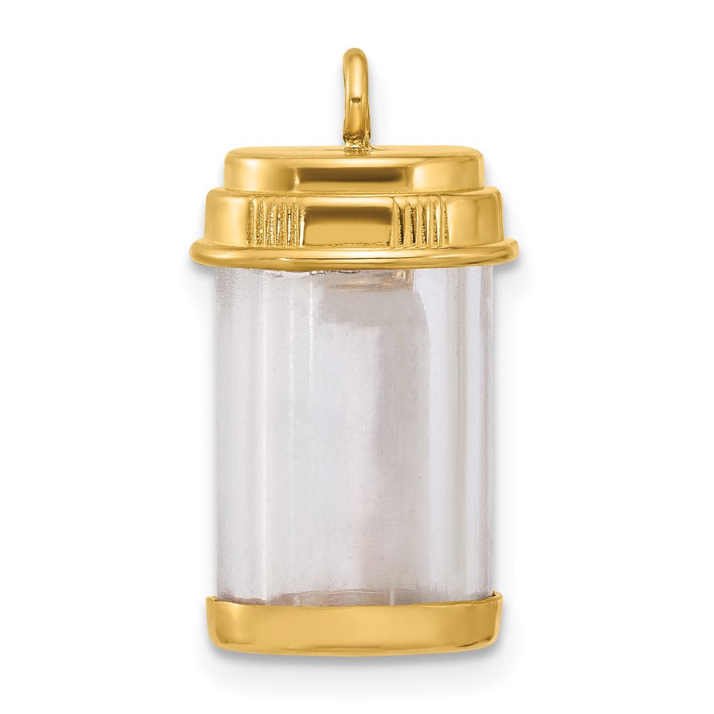 14K Gelbgold Fancy Pillendose-Charm