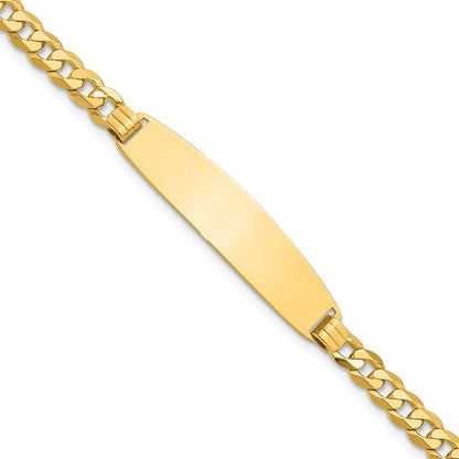 14K Gelbgold Poliert Massiv Kette/solid Platte Panzer Glieder Abgerundet 35x8.5mm Platte 8 Zoll Id Armband
