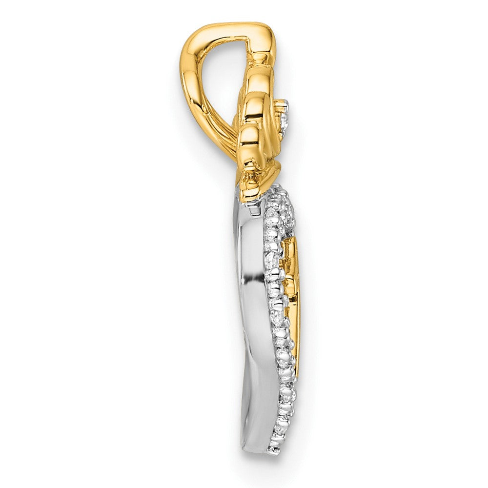 14K Bicolor Gold Bicolor 1/15 Karat Diamant Quinceañera 15 Herz mit Krone Kette Anhänger