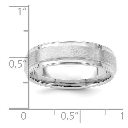 14K Weißgold 6 mm Standard-Gewicht Komfort-Passform gebürstet Satin Fancy Ehering
