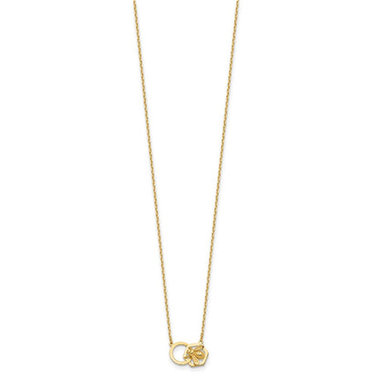 14K Gelbgold Poliert Biene und Kreis 17.5 Zoll Halskette