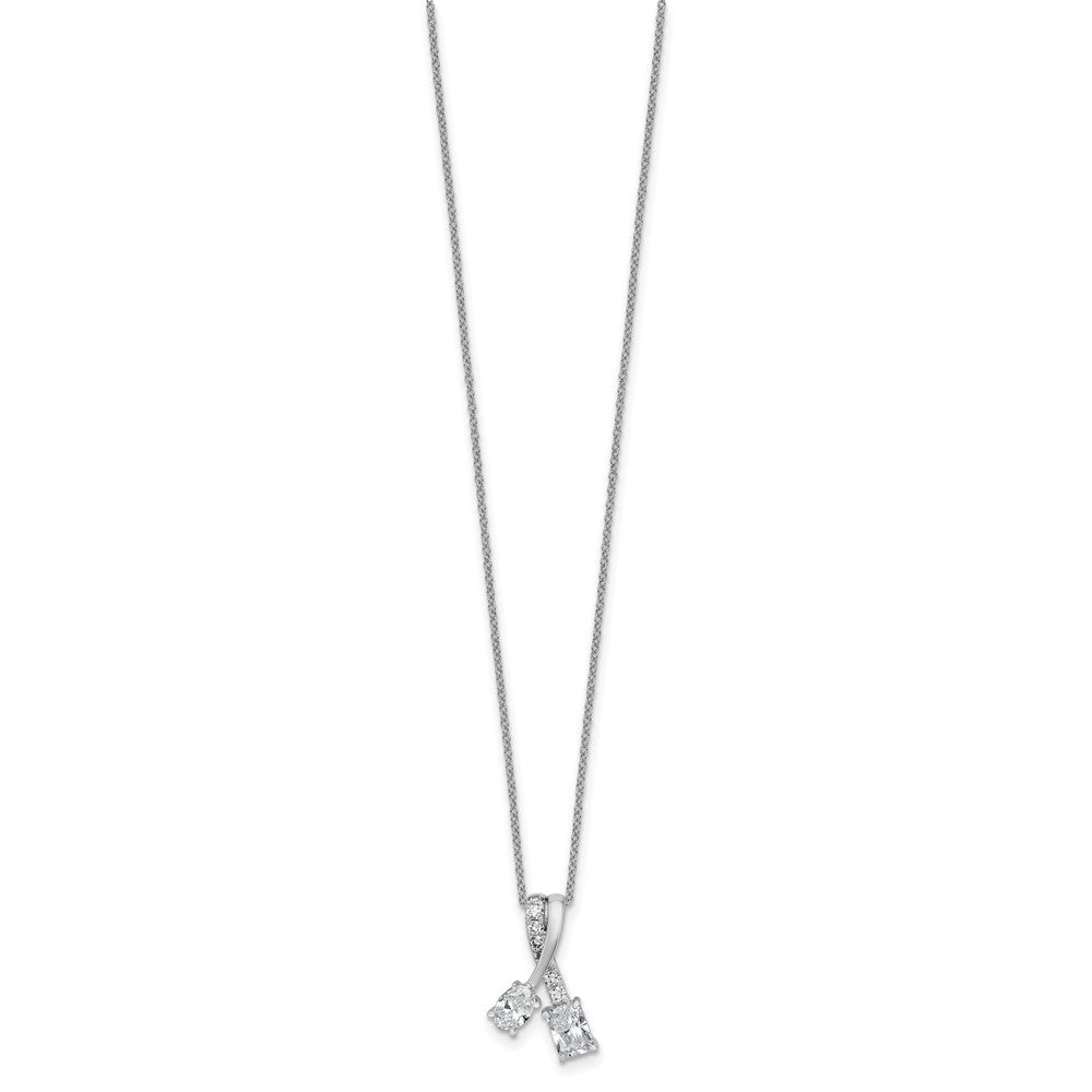 14K Weißgold Zweistein-Anhänger-Halskette mit 0,875 ct. laborgezüchteten Diamanten, Oval- und Radiantschliff, VS/SI+ G+, komplett, 18 Zoll