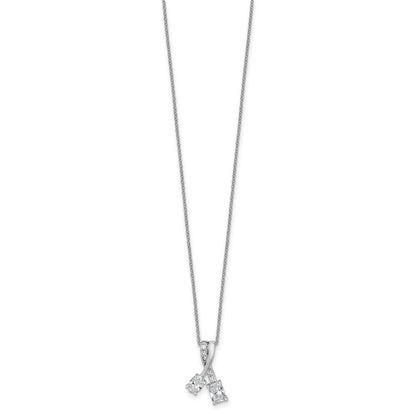 14K Weißgold Zweistein-Anhänger-Halskette mit 0,875 ct. laborgezüchteten Diamanten, Oval- und Radiantschliff, VS/SI+ G+, komplett, 18 Zoll