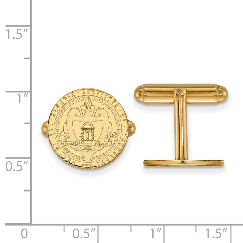 14K Gelbgold Gold Logoart Georgia Institut Of Technologie Wappen Manschette Knöpfe