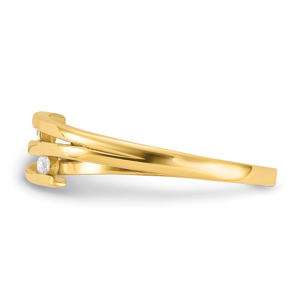 14K Gelbgold Poliert Zirkonia Mode Ring