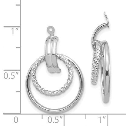 14K Weißgold Poliert und Gedreht Fantasie Doorknocker Ohrring Jacken