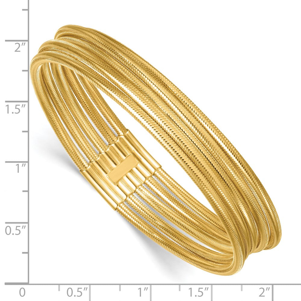 14K Gelbgold Poliert Five Strang Netz Dehnbar Rund Armband