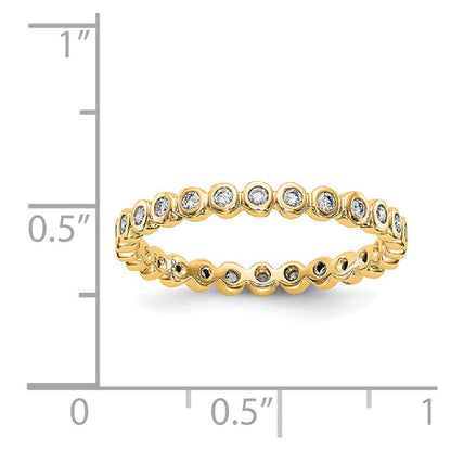 14K Gelbgold Poliert 1/3ct Zargenfassung Set Diamant Memoire Ehering Ring