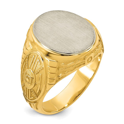 14K Bicolor Gold Gravierbar Rund Siegel Ring