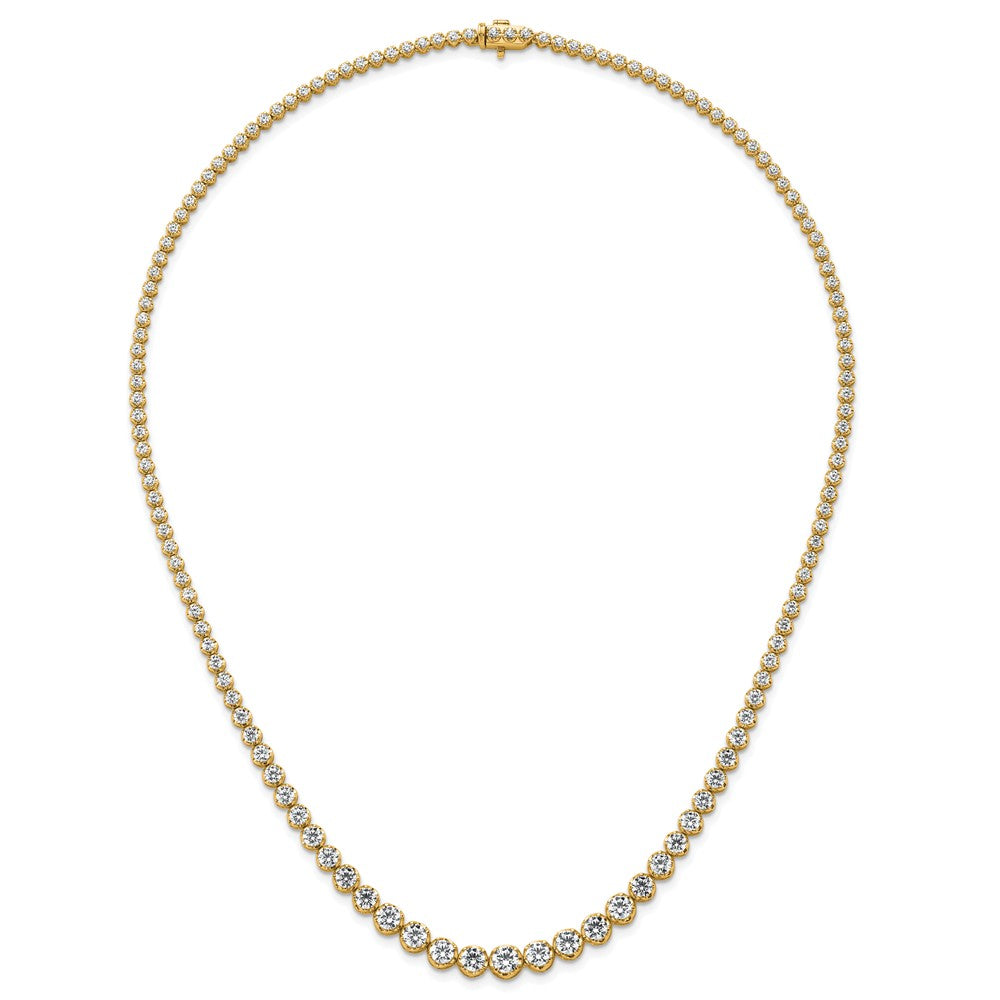 14K Gelbgold 11 1/15 Karat Im Labor Gezüchtet Diamant Vs+ F+ Komplett Rund 20 Zoll Abgestuft Tennis Halskette