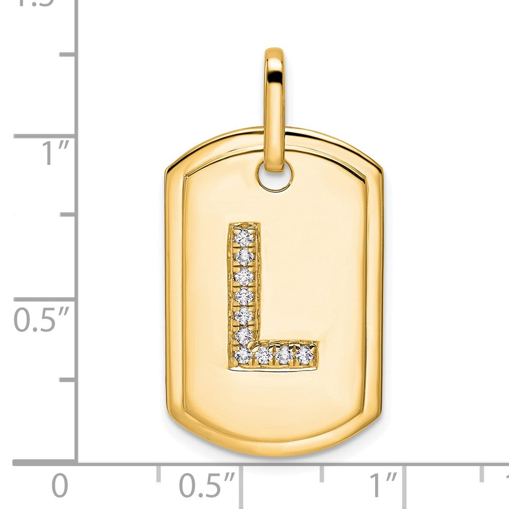14K Gelbgold Diamant-Hundemarke-Charm mit Initiale L