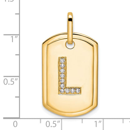 14K Gelbgold Diamant-Hundemarke-Charm mit Initiale L