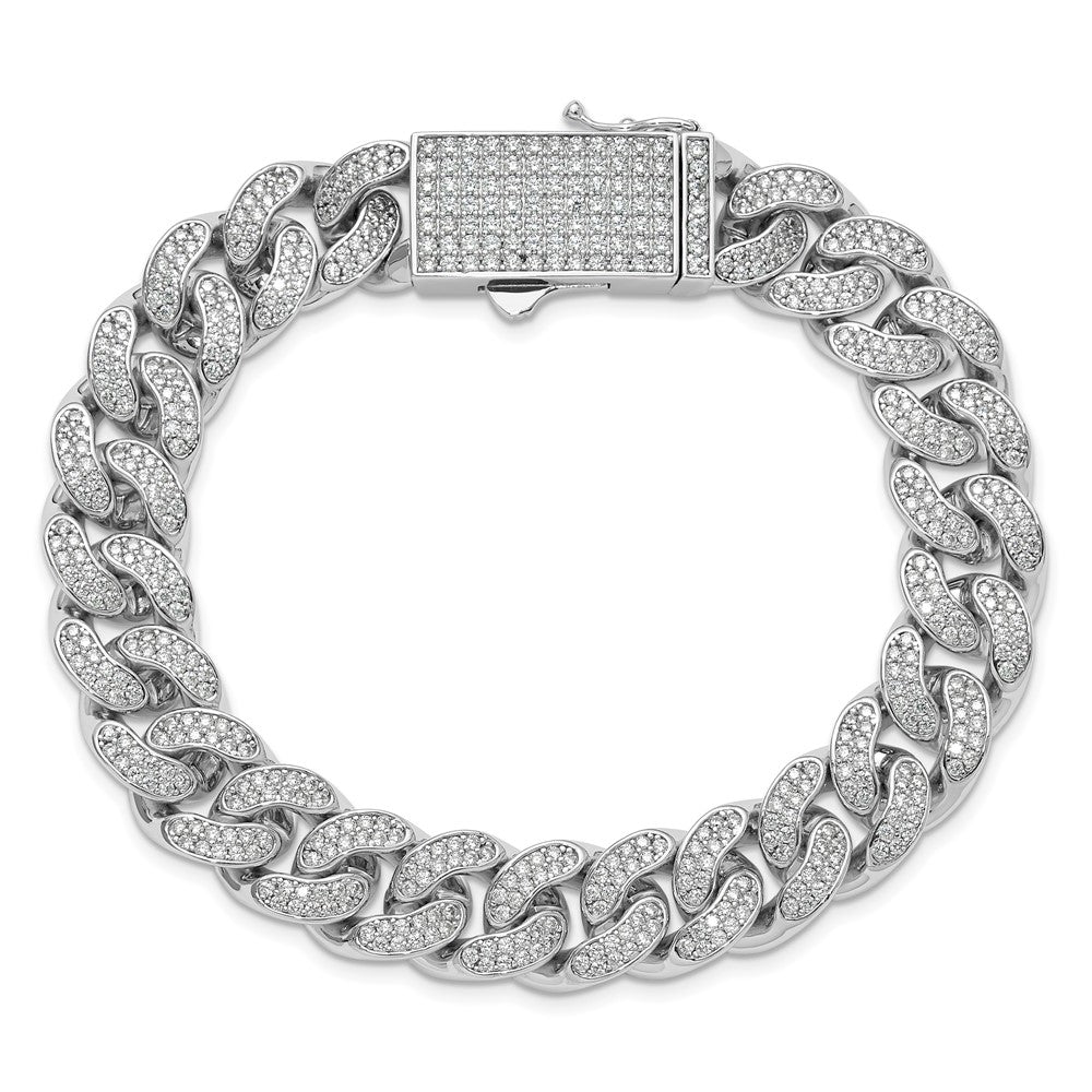 Sterlingsilber Rhodiniert Zirkonia Panzer Gliederarmband