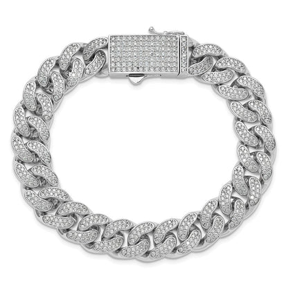 Sterlingsilber Rhodiniert Zirkonia Panzer Gliederarmband
