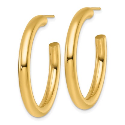 14K Gelbgold Poliert 4.0 X 35mm Röhre C-hoop Ohrstecker