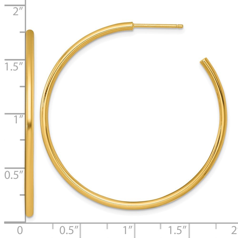 14K Gelbgold Poliert 2.0 X 45mm Röhre C-hoop Ohrstecker