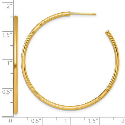 14K Gelbgold Poliert 2.0 X 45mm Röhre C-hoop Ohrstecker