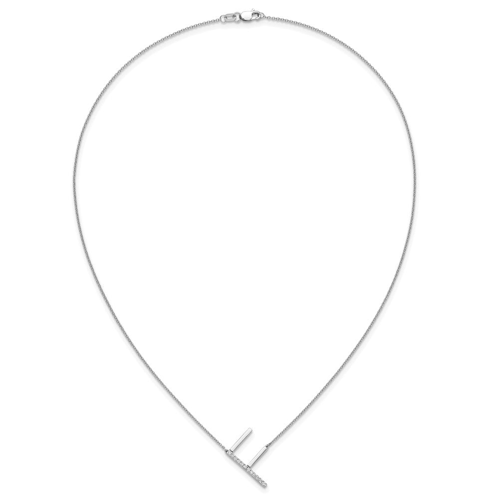 14K Weißgold Seitlich Diamant Initiale F 18 Zoll Halskette