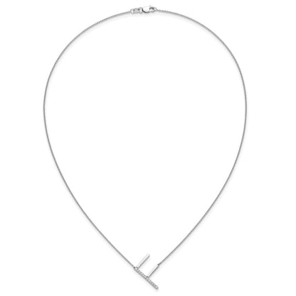 14K Weißgold Seitlich Diamant Initiale F 18 Zoll Halskette