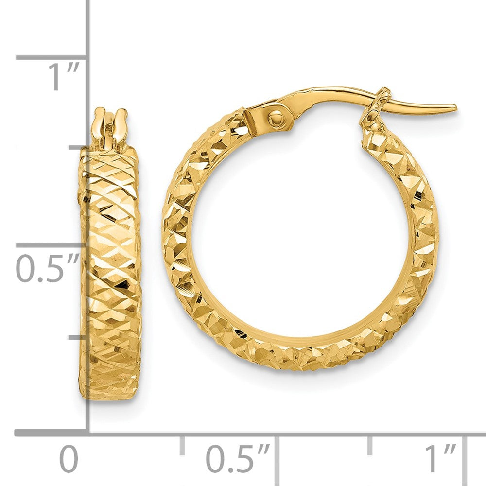 14K Gelbgold Poliert 4mm Diamantiert Creolen