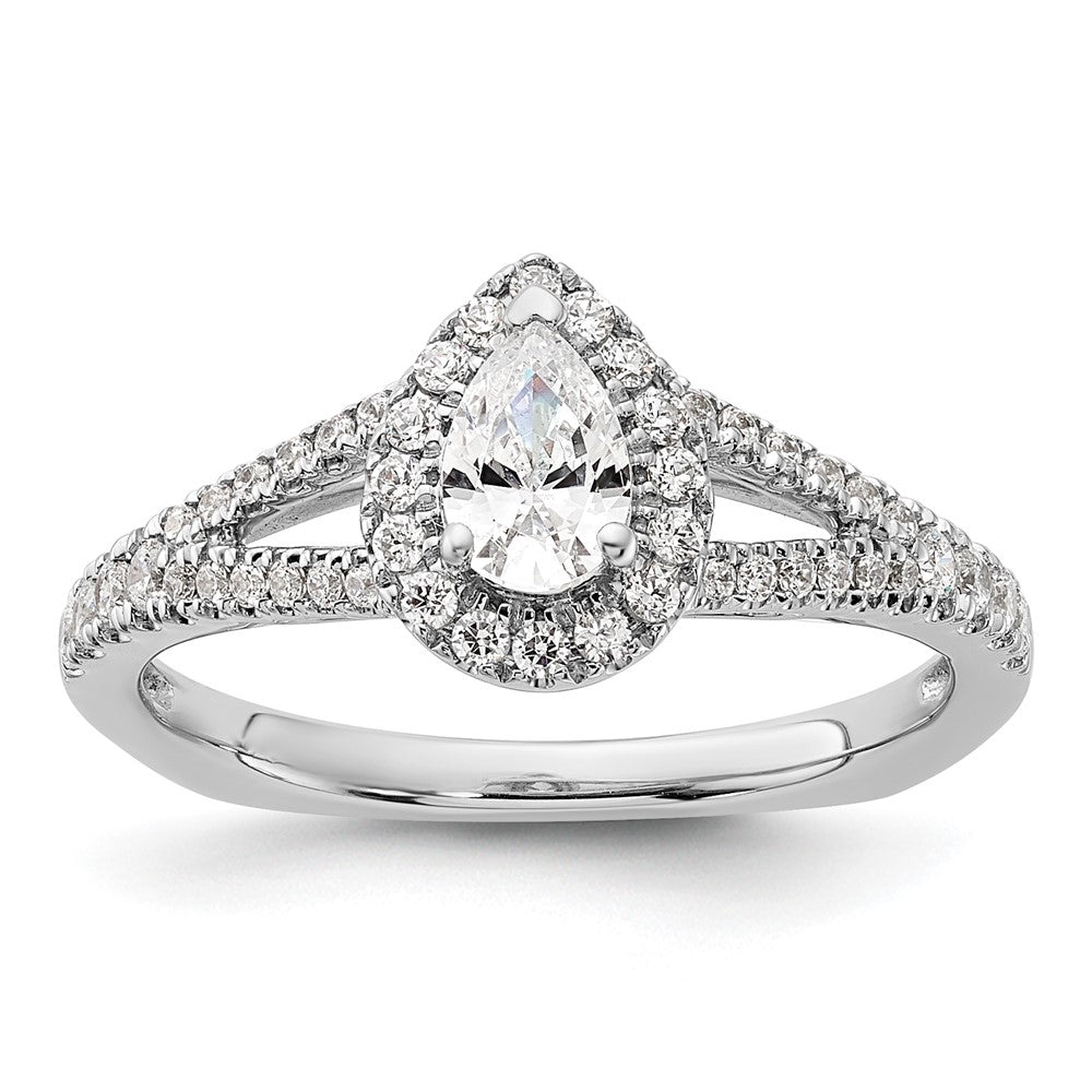 14K Weißgold Diamant-Semi-Mount-Ring
