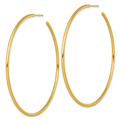 14K Gelbgold Poliert 2.0 X 70mm Röhre C-hoop Ohrstecker