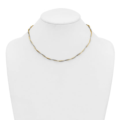 14K Bicolor Gold Bicolor Poliert Gedreht Rund Omega 17 Zoll Halskette