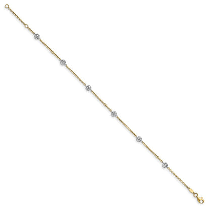 14K Bicolor Gold Bicolor Poliert und Diamantiert Fußkettchen