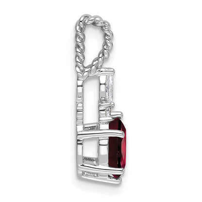 14K Weißgold Diamant und 7x5 Oval January/garnet Gedreht Kette Anhänger