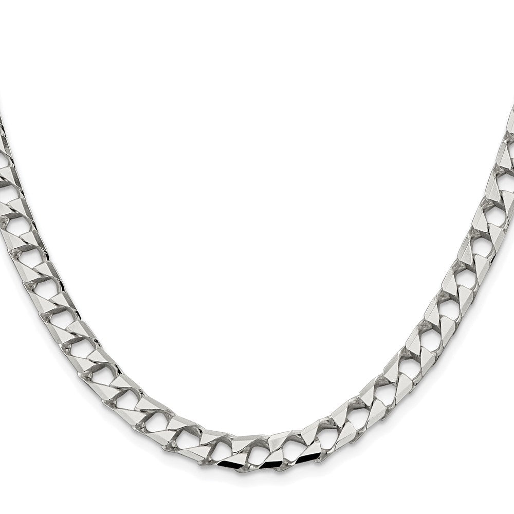 Sterlingsilber Rhodiniert 7.2mm Diamantiert Quadratisch Panzer 26 Zoll Kette