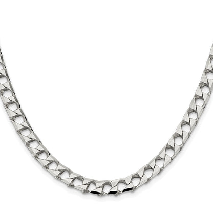 Sterlingsilber Rhodiniert 7.2mm Diamantiert Quadratisch Panzer 26 Zoll Kette