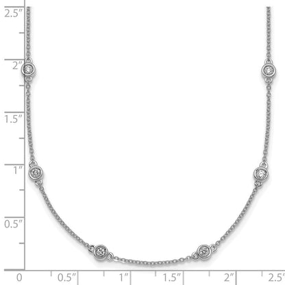 14K Weißgold Komplett 3/4 Karat Zargenfassung-set Diamant und Ankerkette Kette 20-station 20 Zoll Halskette