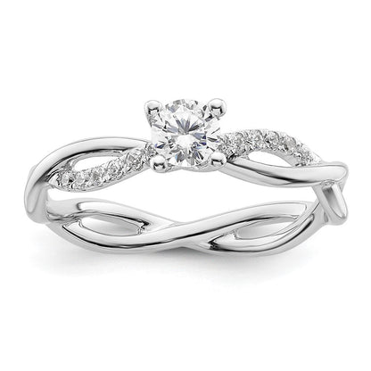 14K Weißgold Criss-Cross Verlobungsring, Semi-Mount, 0,125 ct. Diamant (für 0,25K (4,1 mm) runden Mittelstein)