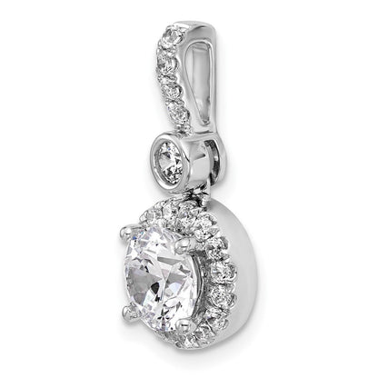 14K Weißgold Anhänger mit 2 Karat im Labor gezüchteten Diamanten, VS+ F+, rund, mit komplettem Halo