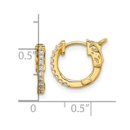 14K Gelbgold.18 Karat Diamant Rund Creole mit Sicherheits Verschluss Ohrringe