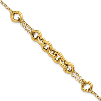 14K Gelbgold Poliert Fantasie Multi Glieder 7.5 Zoll Armband