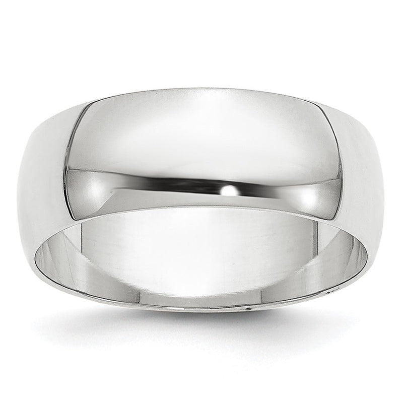 14K Weißgold 6,5 mm leichter halbrunder Ehering
