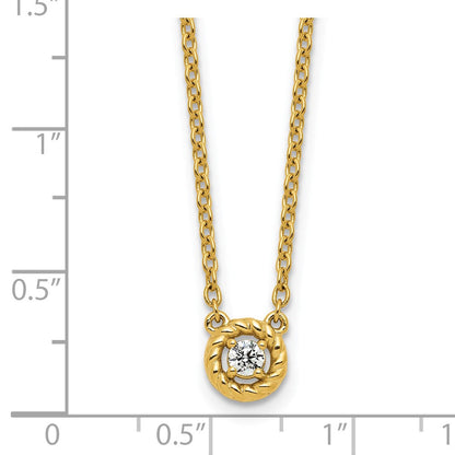 14K Gelbgold Poliert und Gedreht 1/10 Karat Diamant 18 Zoll Halskette