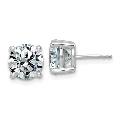 14K Weißgold Diamant (Labor gezüchtet) VS+ F+ Rund 5 ct. Vierzack-Fassung Leichtgewicht Ohrstecker