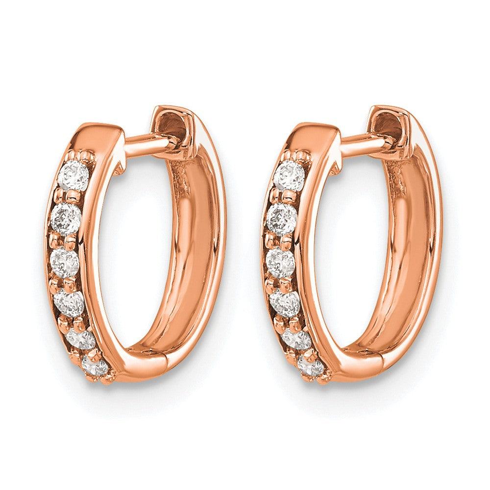 14K Roségold Creolen mit Klappscharnier und 0,125 Karat Diamanten