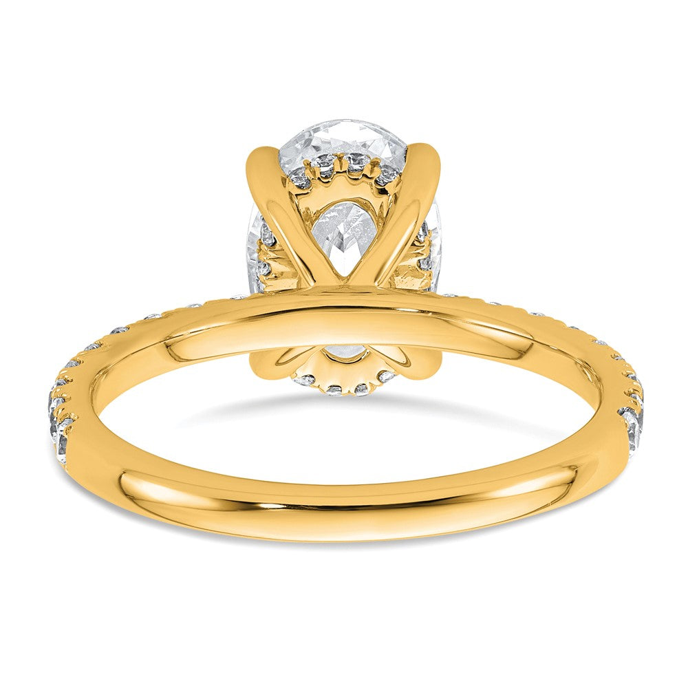 14K Gelbgold Verlobungsring mit 2,625 ct. zertifiziertem, im Labor gezüchtetem Diamanten VS+ F+, Oval, komplettem Solitär mit Flair