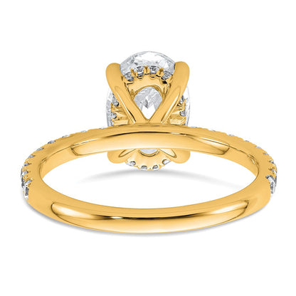 14K Gelbgold Verlobungsring mit 2,625 ct. zertifiziertem, im Labor gezüchtetem Diamanten VS+ F+, Oval, komplettem Solitär mit Flair