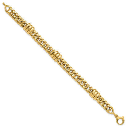 14K Gelbgold Poliert 10mm Fantasie Panzer Glieder Gliederarmband
