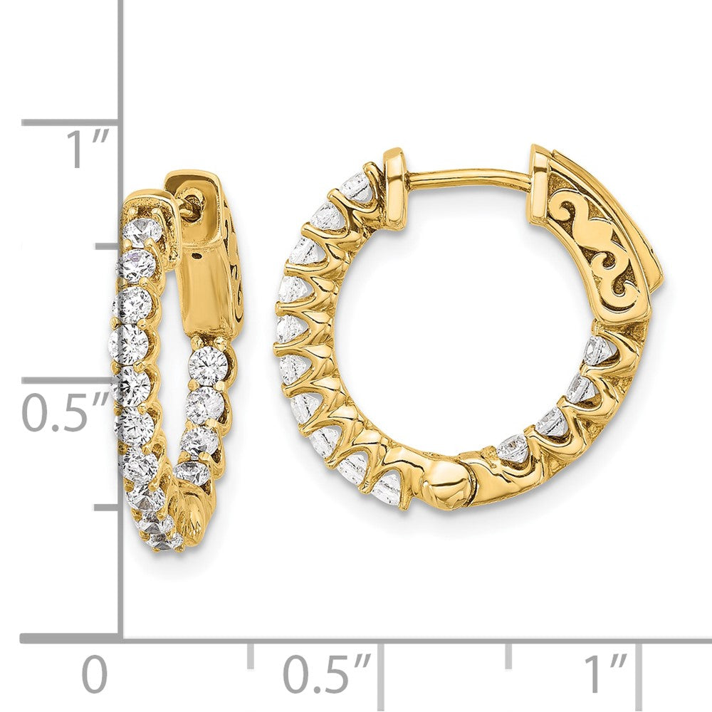 14K Gelbgold.98 Karat Diamant In/out Creole mit Sicherheits Verschluss Diamant Ohrringe