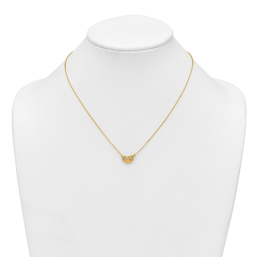 14K Gelbgold Poliert Herz 18 Zoll Halskette